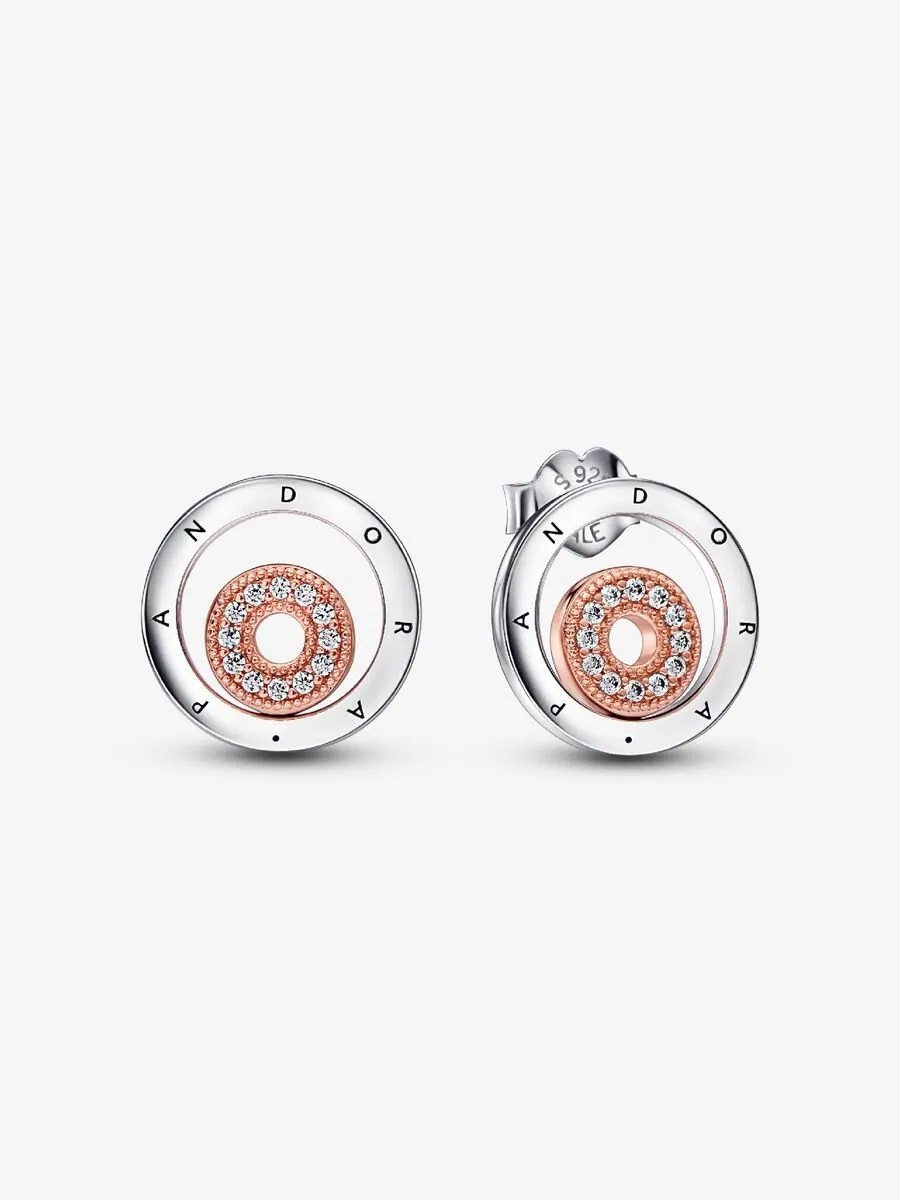 Pendientes de Botón Pandora Signature Logo Circulos