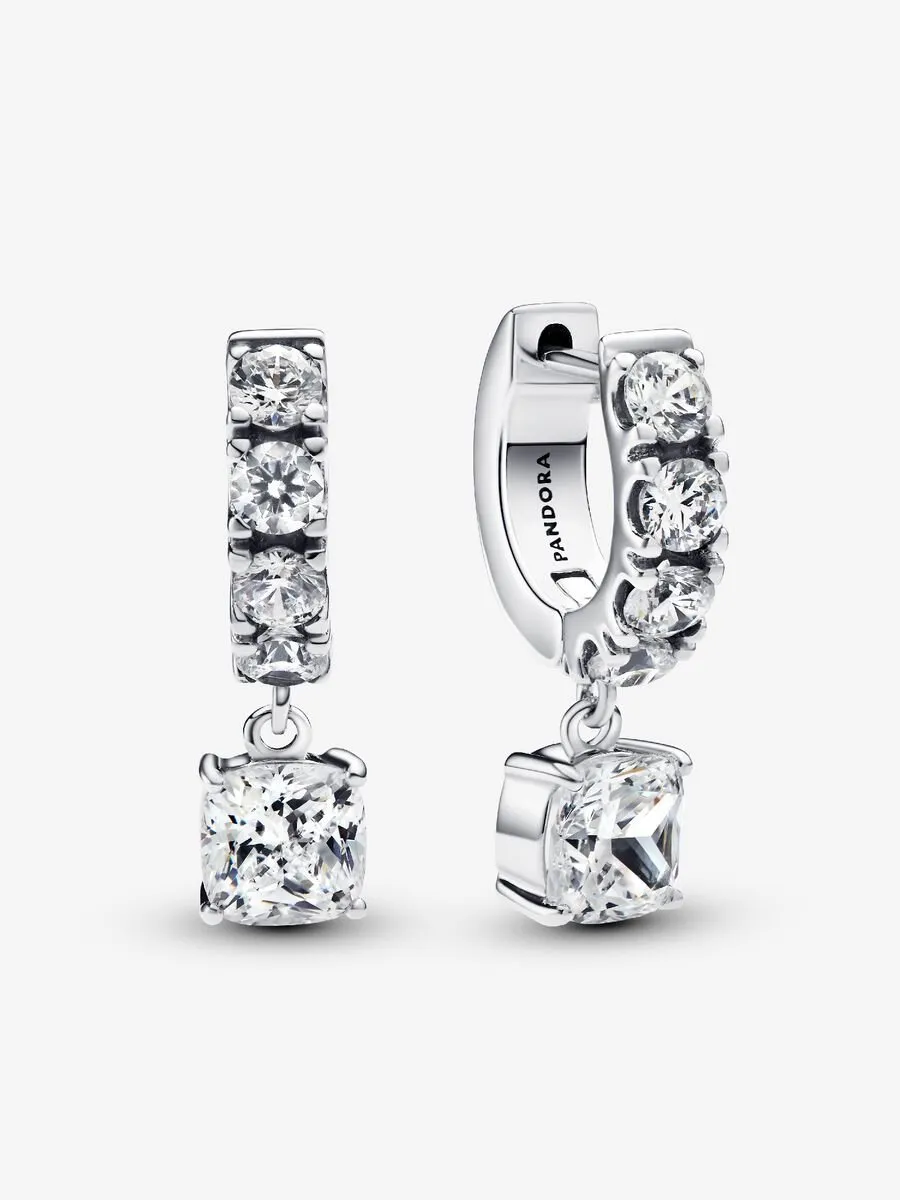 Pendientes de Aro Colgante en Pavé