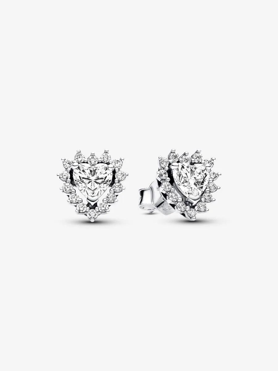 Pendientes de Botón Halo Corazón Brillante