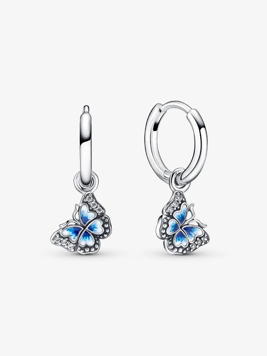 Pendientes de Aro Mariposa Azul
