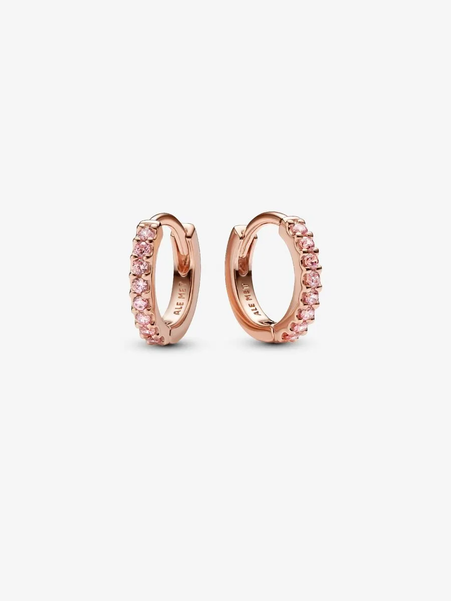 Pendientes de Aro Huggies Rosa Brillantes