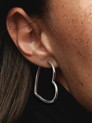 Pendientes aro en plata de primera ley Corazones de Amor Asimétricos
