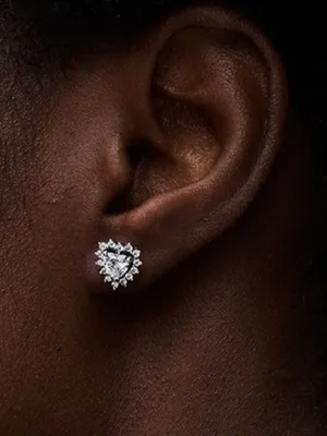 Pendientes de Botón Halo Corazón Brillante