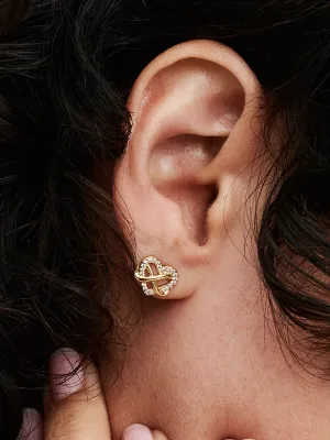 Pendientes de Botón Corazón Infinito Brillante