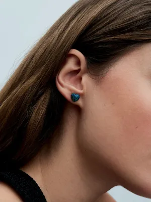 Pendientes de Botón Corazón Verde Opalescente