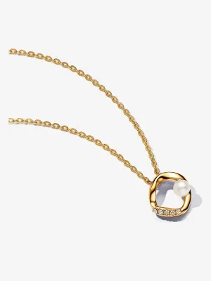 Conjunto de Regalo Pendientes y Collar Círculo Perla Cultivada de Agua Dulce