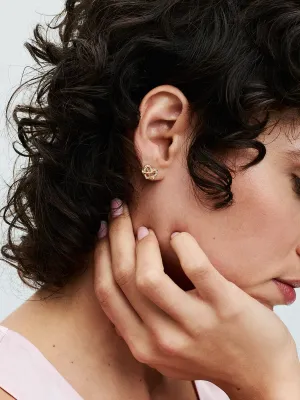 Pendientes de Botón Corazón Infinito Brillante