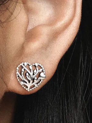 Pendientes en plata de ley Corazones Florecientes