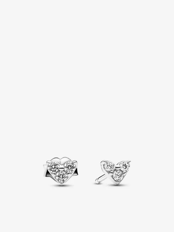 Product Pendientes de Botón Corazón y Triple Gema Image