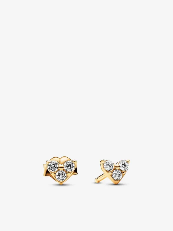 Product Pendientes de Botón Corazón y Triple Gema Image