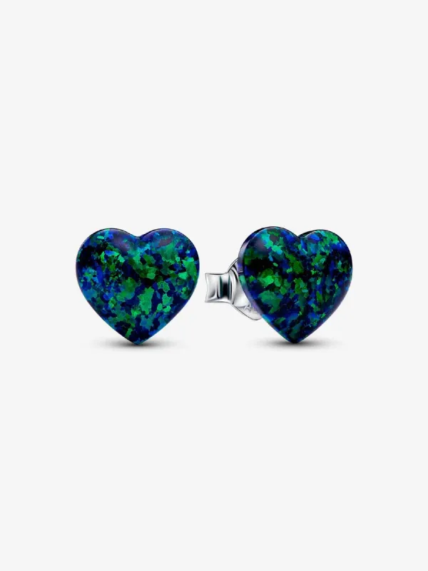 Product Pendientes de Botón Corazón Verde Opalescente Image