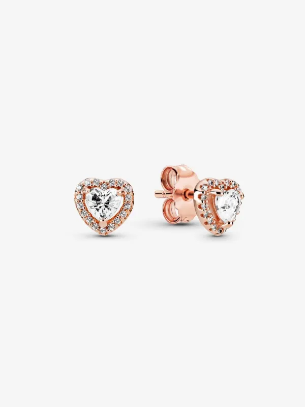 Producto Pendientes de Botón Corazón Brillante en Relieve Imagen