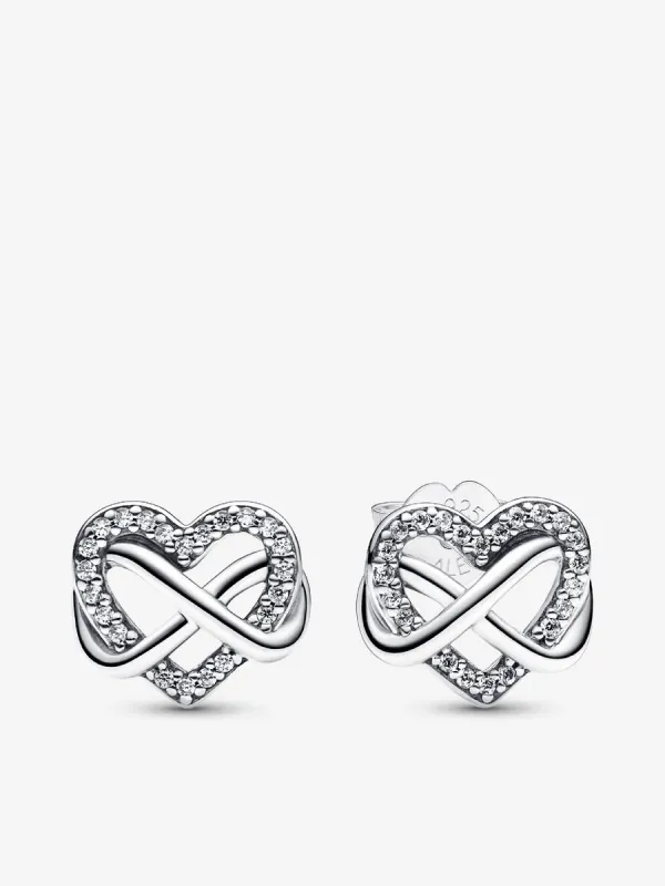 Product Pendientes de Botón Corazón Infinito Brillante Image