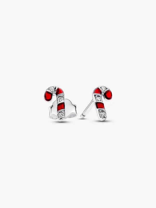 Product Pendientes de Botón Bastón de Caramelo Rojo brillante Image