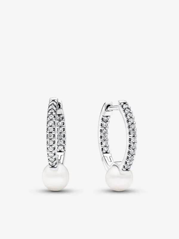 Product Pendientes de Aro Perla Cultivada de Agua Dulce Tratada y Pavé Image