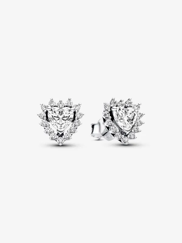 Product Pendientes de Botón Halo Corazón Brillante Image
