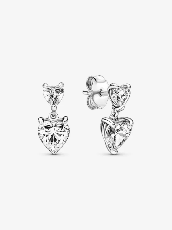 Producto Pendientes de Botón Doble Corazón Brillante Imagen