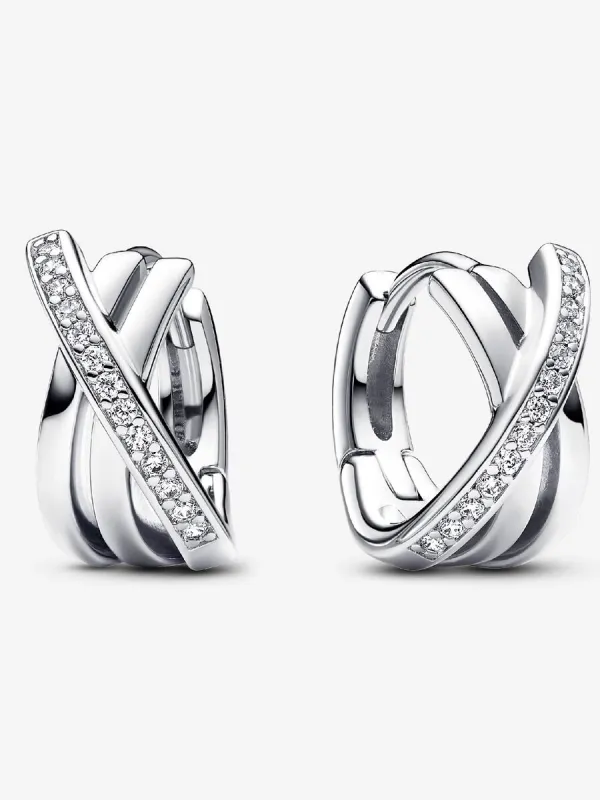 Producto Pendientes de Aro Pavé Cruzado Imagen