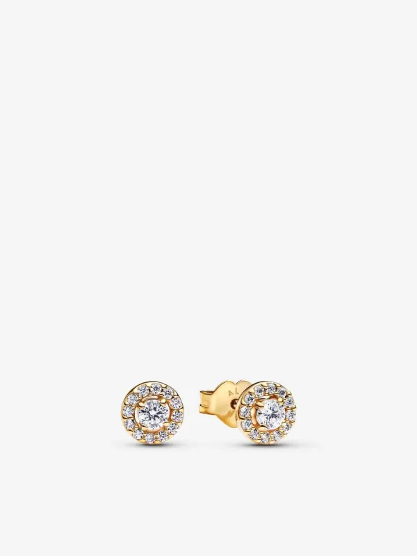 Product Pendientes de Botón Halo Redondo en Pavé Image